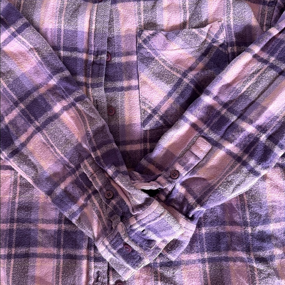 Nordstrom Purple and Pink Plaid Button Down Shirt